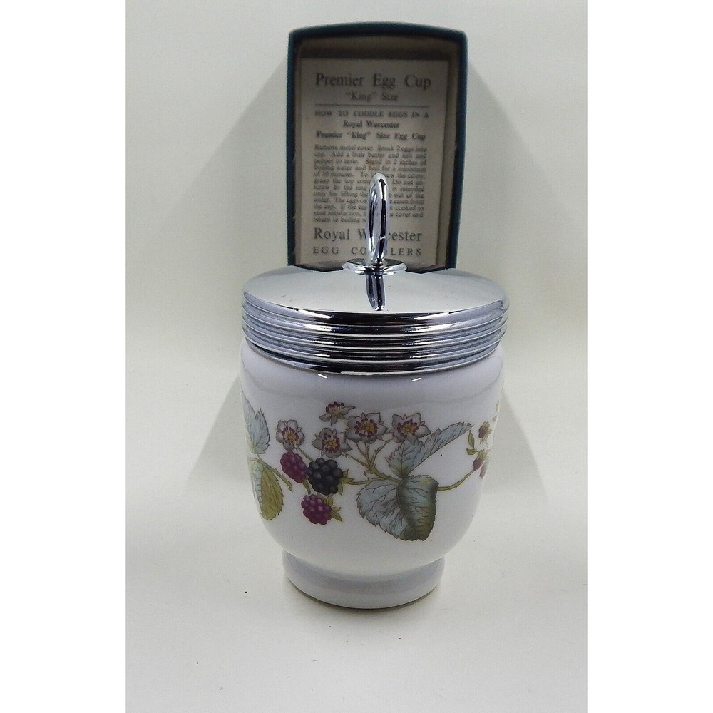 Royal Worcester Porcelain Large Egg Coddler Lavinia BlackBerries Original Box